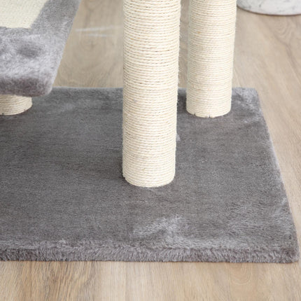 Cat tree with scratching post, 5 levels, beige/grey