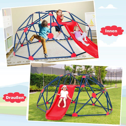Climbing dome & slide climbing frame in dome shape 241.5 x 183 x 91.5 cm red