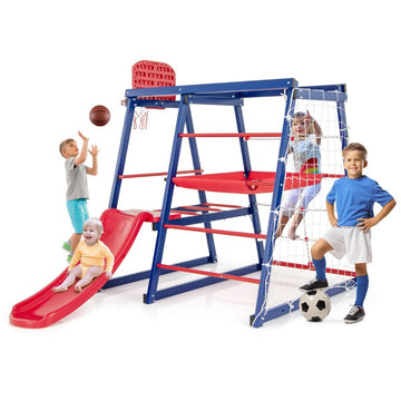 Climbing frame outdoor 7 in 1 playground with slide climbing ladder rope ladder for indoor and outdoor 150 x 142 x 146 cm