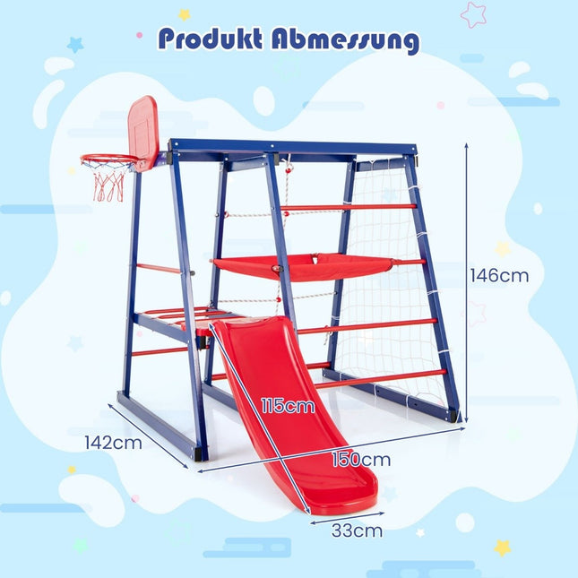 Climbing frame outdoor 7 in 1 playground with slide climbing ladder rope ladder for indoor and outdoor 150 x 142 x 146 cm