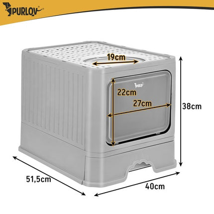 Closed Cat Litter Box with Drawer & Scoop, 50x36x38 cm