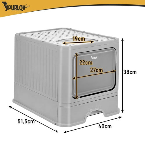 Closed Cat Litter Box with Drawer & Scoop, 50x36x38 cm