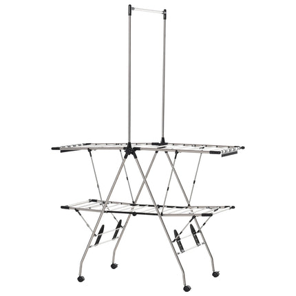 Large collapsible clothes airer with telescopic rods