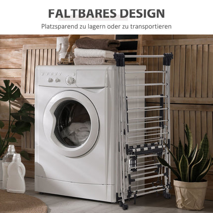 Large collapsible clothes airer with telescopic rods
