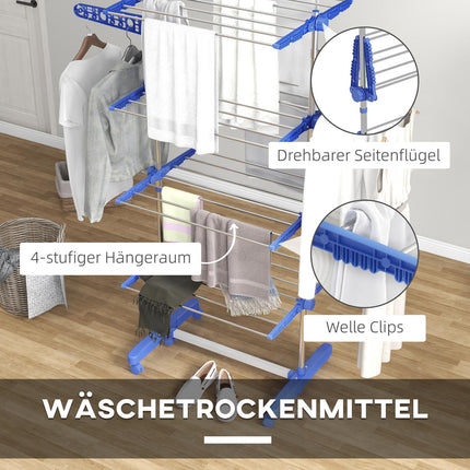 Steel Clothes Airer Tower, wheel dryer with folding wings