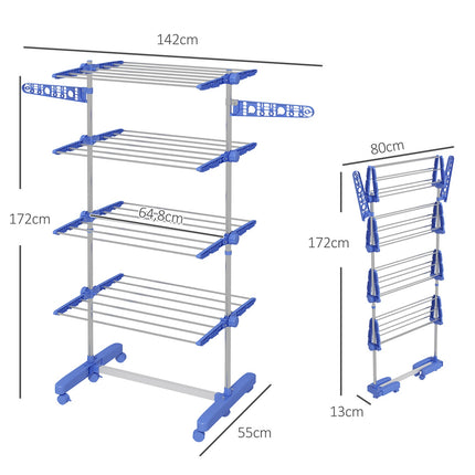Steel Clothes Airer Tower, wheel dryer with folding wings