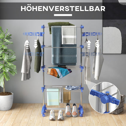 Steel Clothes Airer Tower, wheel dryer with folding wings
