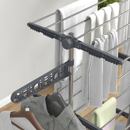 Folding clothes air tower with wheels, 3 levels, steel