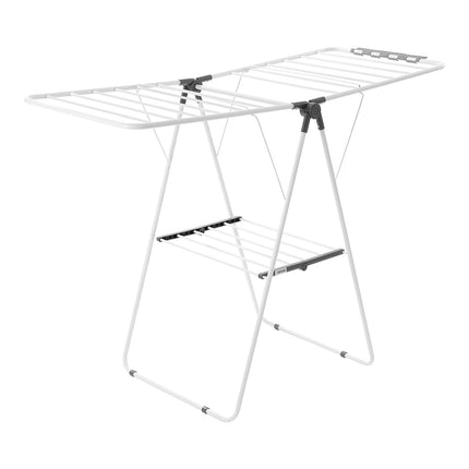 Clothes Drying Rack – 2-Tier Foldable, 21 Rods, Sock Clips