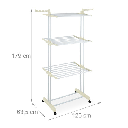 Clothes Drying Rack with Wheels and Foldable Wings