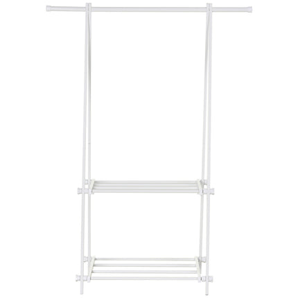 Steel coat rack with shoe shelf, white, 107.5x45x150 cm