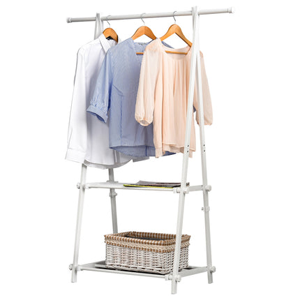 Steel coat rack with shoe shelf, white, 107.5x45x150 cm