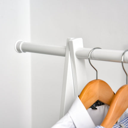 Steel coat rack with shoe shelf, white, 107.5x45x150 cm