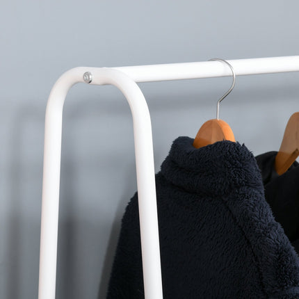 Freestanding coat rack in steel with shoe storage, white