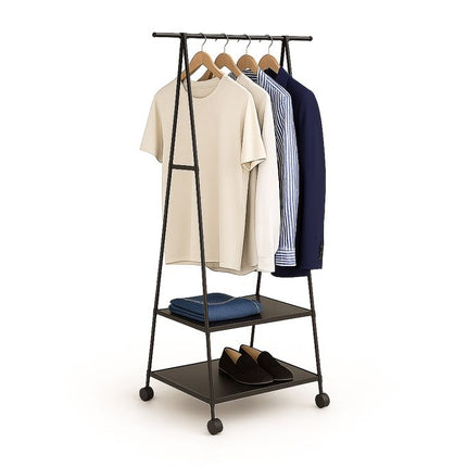 Clothes Rack on Wheels with 2 Fabric Shelves
