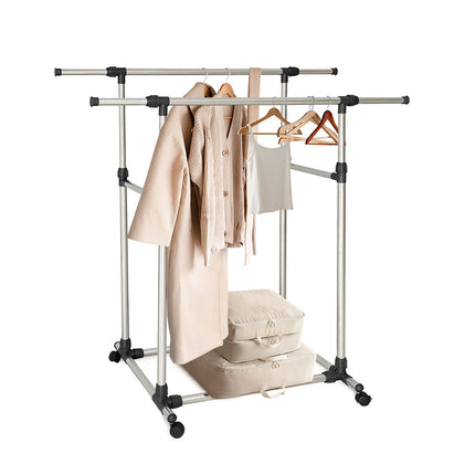 Clothes Rack with Adjustable Rails and Wheels