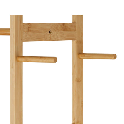 Clothes hanger in bamboo with 3 compartments