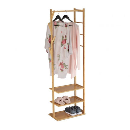 Clothes hanger in bamboo with 3 shelves