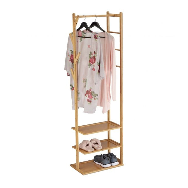 Clothes hanger in bamboo with 3 shelves