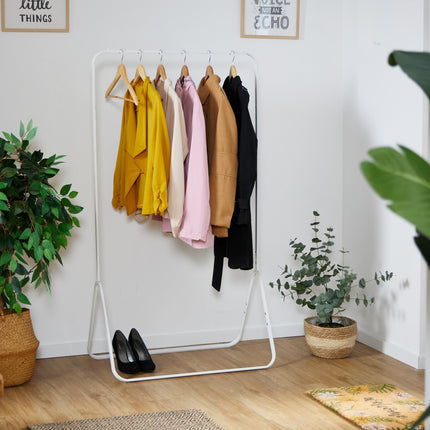 Clothes hanger in white metal
