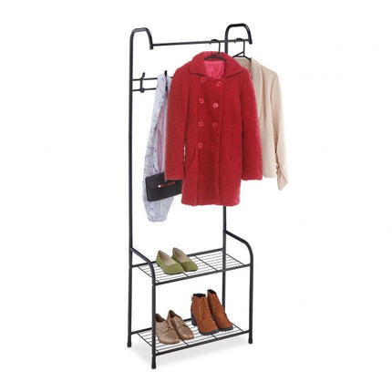 Clothes hanger with 2 shoe shelves