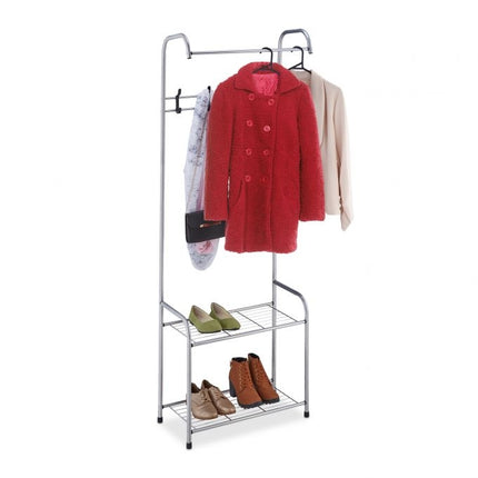 Clothes hanger with 2 shoe shelves