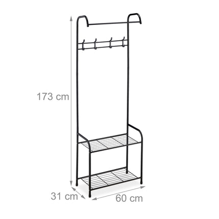 Clothes hanger with 2 shoe shelves