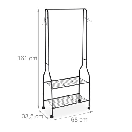 Clothes hanger with shelf and hooks