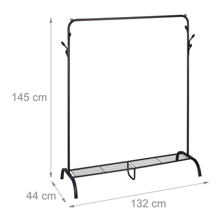 Clothes hanger with shelf and hooks