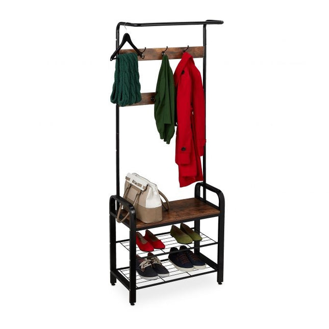Clothes hanger with shoe shelf industrial