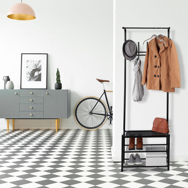 Clothes hanger with shoe storage