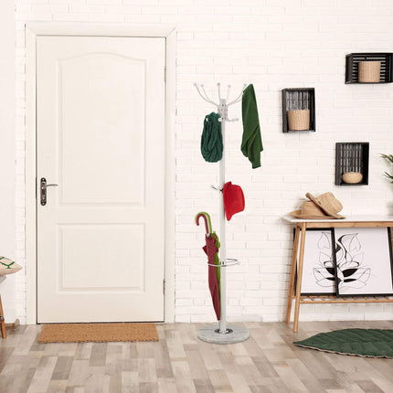 Clothes hanger with umbrella stand