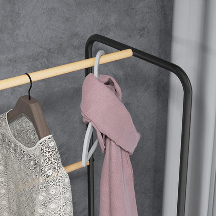 Clothes rack in black bamboo, 2 rails and hooks, hall in the bedroom