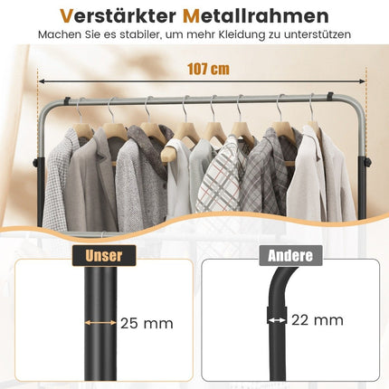 Clothes rack with 2 clothes rails double coat rack with adjustable heights black + silver