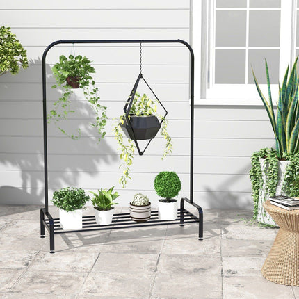 Clothes rack with adjustable feet & clothes rail & storage compartment 112 x 42 x 145 cm black