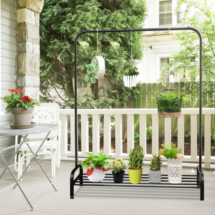 Clothes rack with adjustable feet & clothes rail & storage compartment 112 x 42 x 145 cm black
