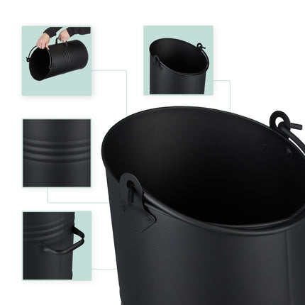 Coal Scuttle 12L – Black Iron Fireplace Bucket