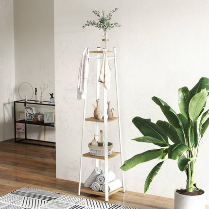 Steel coat hanger with hooks - White, 4 levels, 170 cm