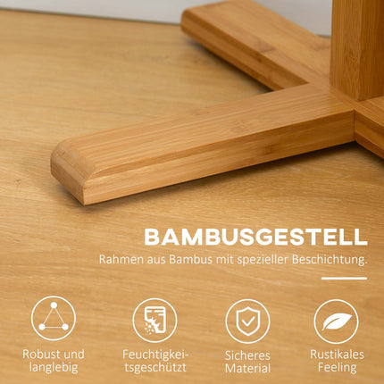 Bamboo coat hanger with 8 hooks, natural finish, 49.5x178 cm