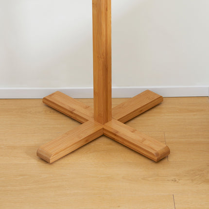 Bamboo coat hanger with 8 hooks, natural finish, 49.5x178 cm