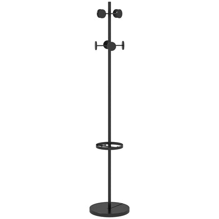 Metal coat hanger with 8 hooks, walnut finish, 177 cm