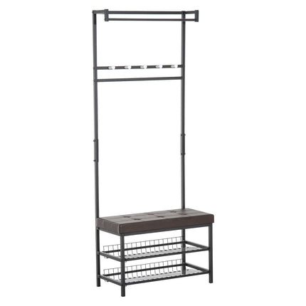 Coat Rack Bench Combo with metal frame and storage shelves