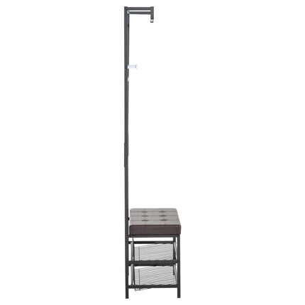 Coat Rack Bench Combo with metal frame and storage shelves