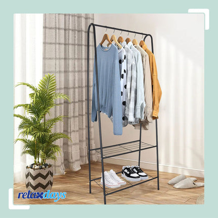Coat Rack with 2 Shelves – Space-Saving Iron Design