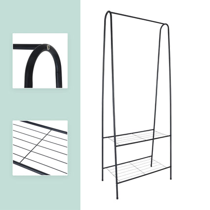 Coat Rack with 2 Shelves – Space-Saving Iron Design