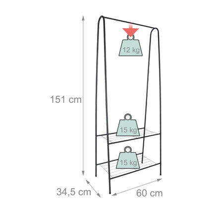 Coat Rack with 2 Shelves – Space-Saving Iron Design