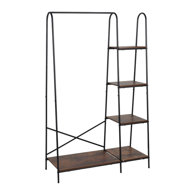 Kapstok met 5 planken - Metalen frame, houtnerf