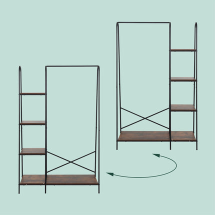 Coat Rack with 5 Shelves – Metal Frame, Wood-Effect