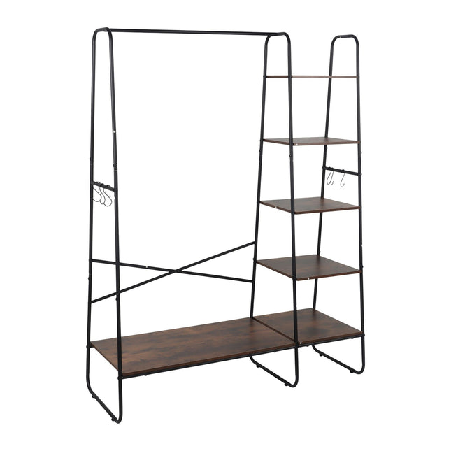 Kapstok met 6 planken - Metalen frame, houtnerf