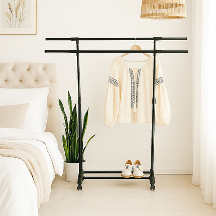 Coat Rack with Adjustable Rails and Castors